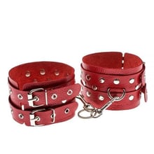 Кайдани Leather Double Fix Leg Cuffs, red: Виробник sLash