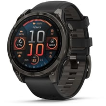 Смарт-годинник Garmin Fenix 8 AMOLED 47mm Sapphire Carbon Grey DLC with Black/Pebble Grey Silicone Band (010-02904-21): Дисплей 1.4" AMOLED (454x454) / Corning Gorilla Glass