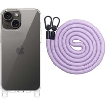 Чехол для iPhone Epic TPU Transparent with Straps Light Purple for iPhone 15: Цвет фиолетовый