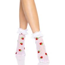 Шкарпетки з полуничним принтом Leg Avenue Strawberry ruffle top anklets One size: Для кого Для женщин