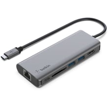 Адаптер Belkin Adapter USB-C to HDMI+SD+2xUSB+RJ45+USB-C Grey (AVC008BTSGY): Цвет серый