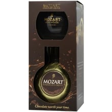 Лікер Mozart Chocolate Cream Gold у подарунковій упаковці, з келихом 17% (0.5 л) (MAR9005701015415): Об'єм, л 0.5