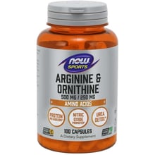 Амінокислота для спорту Now Foods Arginine / Ornithine, 500 mg / 250 mg, 100 Capsules: Тип аргінін