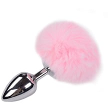 Металевий анальний затор Кролячий хвостик Alive Fluffly Plug L Pink: Для кого унісекс