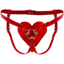 Трусики Серце для страпону з натуральної шкіри Feral Feelings - Hearts Strap-on Belt Red: undefined undefined