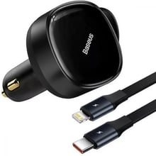 Зарядное устройство Baseus Car Charger Retractable USB-C+Lightning 30W Black (CGTX000001): Особенности Быстрая зарядка, USB-C