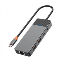 Адаптер WIWU Linker Adapter A923RPT USB-C to 2xUSB-C+2xUSB3.0+2xUSB2.0+SD+RJ45 Gray: Колір серый