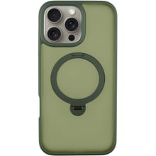 Чехол для iPhone Mobile Case Metal Buttons with MagSafe HQ Ring Green for iPhone 16 Pro: Цвет зеленый