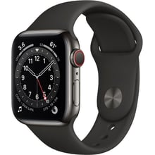 Apple Watch Series 6 40mm GPS + LTE Graphite Stainless Steel Case with Black Sport Band (M02Y3)