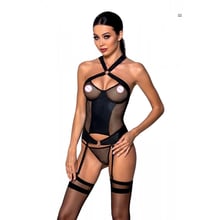 Сетчатый комплект корсет с халтером, съемные подвязки и трусики Amanda Corset black L/XL - Passion: Для кого Для женщин