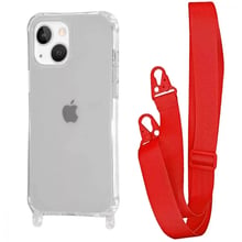 Чехол для iPhone WAVE Clear Case with Strap Red for iPhone 15: Цвет красный