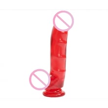 Фалоімітатор Doc Johnson Jelly Jewels - Cock and Balls with Suction Cup - Red: Призначення Вагінальні