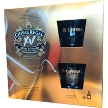 Набір: Віскі Chivas Regal 15 years old 0.7л 40% gift box with 2 glasses: Об'єм, л 0.7