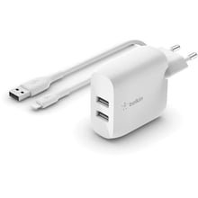 Зарядное устройство Belkin Wall Charger Boost Up 2xUSB 24W with Lightning Cable White (WCD001VF1MWH): Особенности Быстрая зарядка, USB-C