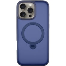 Чехол для iPhone Mobile Case Metal Buttons with MagSafe HQ Ring Dark Blue for iPhone 16 Pro: Цвет синий