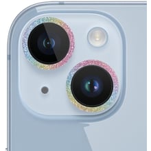 Защитное стекло для iPhone Epik Metal Sparkles Lilac/Rainbow for Camera iPhone 15 / 15 Plus: Цвет разноцветный