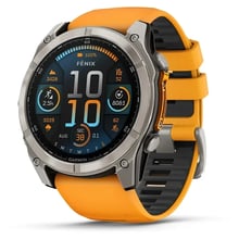 Смарт-годинник Garmin Fenix 8 AMOLED 51mm Sapphire Titanium з Spark Orange/Graphite Silicone Band (010-02905-11): Дисплей 1.4" AMOLED (454x454) / Corning Gorilla Glass