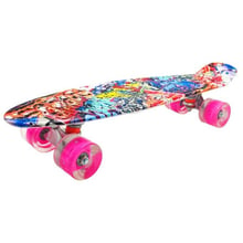 Скейт Пенні борд PU колеса зі світлом, 56 см (SC20503(Pink))