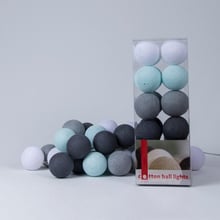 Гірлянда Cotton ball lights на 50 куль 7,5м, Aqua-Grey: Тип Бавовняні кульки