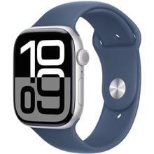 Apple Watch Series 10 42mm GPS Silver Aluminum Case with Denim Sport Band - M/L (MWWC3QH/A): Размер 42mm