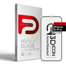 Аксесуар для iPhone ArmorStandart Tempered Glass Icon 3D Black для iPhone 15 Pro (ARM68215): Колір чорний