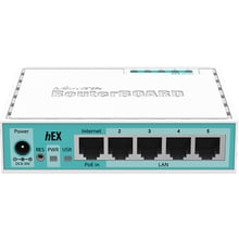 Провідний маршрутизатoр Mikrotik hEX (RB750Gr3): Інтерфейс підключення (LAN-порт) 4х10 / 100/1000 BASE-T Gigabit Ethernet