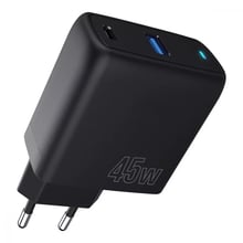 Зарядное устройство Proove Wall Charger USB-C+USB Silicone Power 45W Black: Особенности Быстрая зарядка, USB-C, Power Delivery (PD)