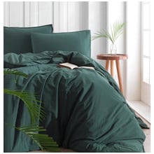 Комплект постельного белья SoundSleep Stonewash dark green зеленый, Двуспальный евро (92670563): Материал хлопок, ранфорс