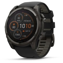 Смарт-часы Garmin Fenix 8 Solar 51mm Sapphire Carbon Grey DLC Titanium with Black/Pebble Grey Silicone Band (010-02907-11): Дисплей 1.4" (280x280)