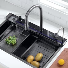 Кухонная мойка Lefton Waterfall LED с цифровым дисплеем и водопадом Grey (KS2206)