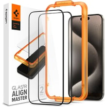 Захисне скло для iPhone Spigen Tempered Glas TR AlignMaster FC 2 Pack Black (AGL06886) for iPhone 15 Plus: Колір прозорий