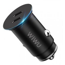 Зарядное устройство WIWU Car Charger 2xUSB-C PC400 40W Black: Кабель в комплекте отсутствует