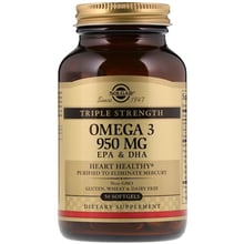 Solgar Omega-3 950 mg Triple Strength 50 caps Омега-3, ЭПК и ДГК, тройная сила