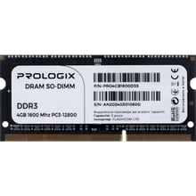 Prologix 4 GB SO-DIMM DDR3 1600 MHz (PRO4GB1600D3S): Тип DDR3