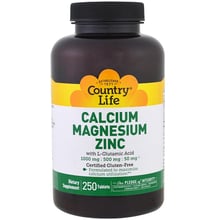 Country Life Calcium Magnesium Zync 250 tabs Кальций, магний и цинк с L-Глютамином