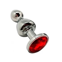 Анальний затор Wooomy Lollypop Double Ball Metal Plug Red L: Для кого Унисекс