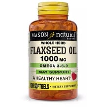 Mason Natural Flax Seed Oil 1000 mg Omega 3-6-9 Льняна олія 1000 мг Омега 3-6-9 100 гелевих капсул (Рибий жир, Жирні кислоти)(79007128)Stylus approved: Виробник Mason Natural