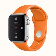 Apple Watch Series 4 Hermes 44mm GPS+LTE Stainless Steel Case with Orange Sport Band (MUH02): Цвет серебристый (Silver)