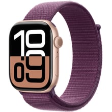 Apple Watch Series 10 42mm GPS Rose Gold Aluminium Case with Plum Sport Loop (MWWK3QH/A)