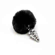 Металевий анальний затор Кролячий хвостик Alive Fluffly Twist Plug M Black: Для кого Унисекс