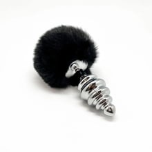 Металевий анальний затор Кролячий хвостик Alive Fluffly Twist Plug L Black: Для кого унісекс