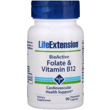 Life Extension BioActive Folate & Vitamin B12 90 Veggie Caps Фолієва кислота і В12: Тип вітамін B