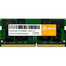 ATRIA 16 GB SO-DIMM DDR4 2666 MHz (UAT42666CL19SK1/16): Тип DDR4