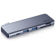 Адаптер Baseus Adapter USB-C to 2xUSB3.0+USB-C+microSD+SD HUB Grey (CAHUB-K0G)