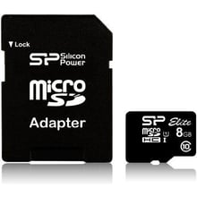 Карта пам'яті Silicon Power 8GB microSDHC Class 10 UHS-I U1 Elite + adapter (SP008GBSTHBU1V10SP)