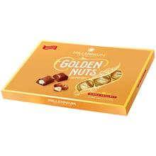 Цукерки Millennium Golden Nut з начинкою та цілими горіхами 130 г (4820240033585): Вага, г 130