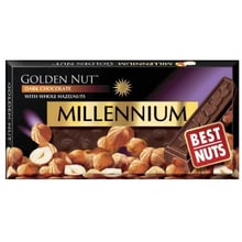 Шоколад Millennium Golden Nut чорний з цілісним лісовим горіхом 100 г (4820005193073): Вага, г 100