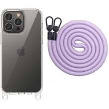 Чехол для iPhone Epic TPU Transparent with Straps Light Purple for iPhone 13 Pro: Цвет фиолетовый