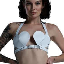 Лиф Сердце из натуральной кожи Feral Feelings - Hearts Bra White: Для кого Для женщин