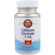 KAL Lithium Orotate 5 mg 60 Veg Caps (CAL-38038): Форма випуску капсули